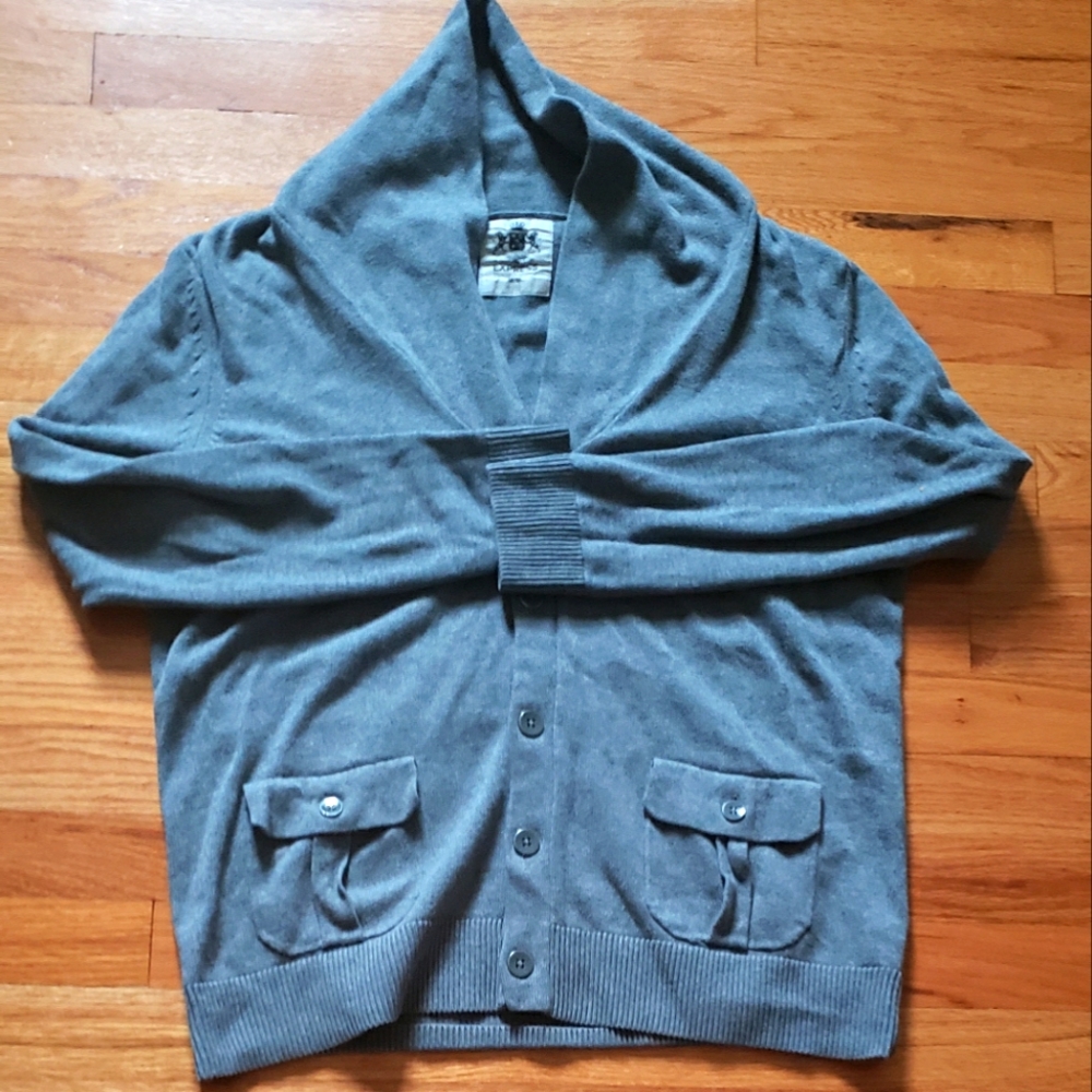 EXPRESS Mens grey 100% cotton heavy weight cardigan button up sweater  medium